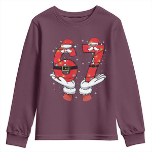 Funny 67 Meme Youth Sweatshirt Christmas Party Holiday Gag Gift TS12 Maroon Print Your Wear