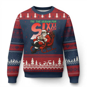 Tis The Season For Sixx Seven Meme Ugly Christmas Sweater Funny Trendy Xmas Party Gift TS12 Navy Red Print Your Wear