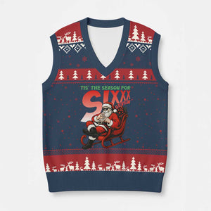 Tis The Season For Sixx Seven Meme V-Neck Knit Sweater Vest Funny Trendy Xmas Party Gift TS12 Navy Red Print Your Wear