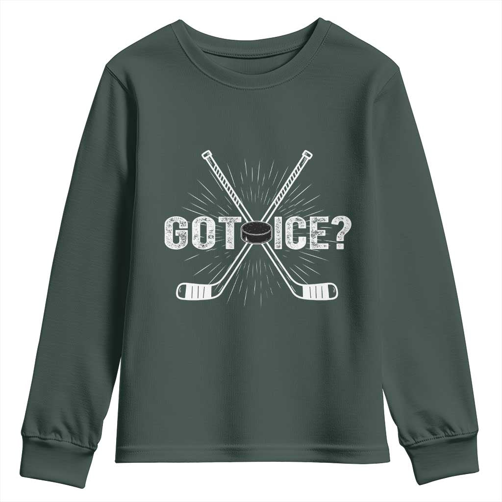 Funny Got Ice Hockey Player Gift Youth Sweatshirt TS12 Dark Forest Green Print Your Wear