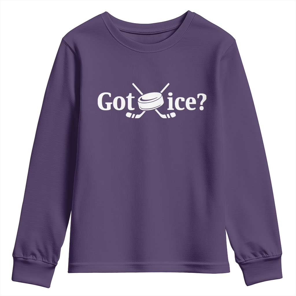 Got Ice Youth Sweatshirt Funny Hockey Lover Gift TS12 Purple Print Your Wear