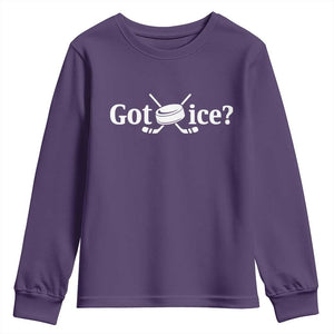 Got Ice Youth Sweatshirt Funny Hockey Lover Gift TS12 Purple Print Your Wear