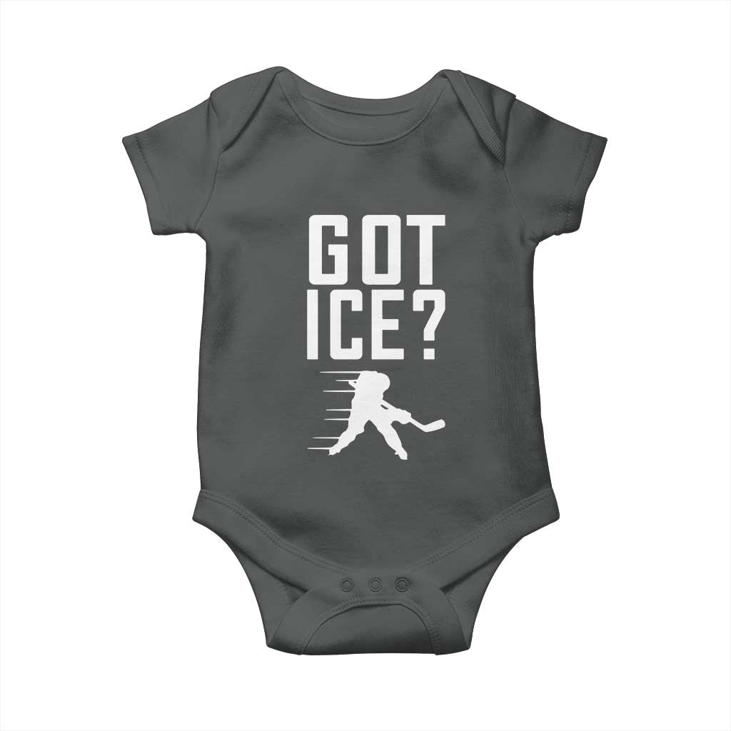 Got Ice Baby Onesie Funny Youth Ice Hockey Gift TS12 Dark Heather Print Your Wear