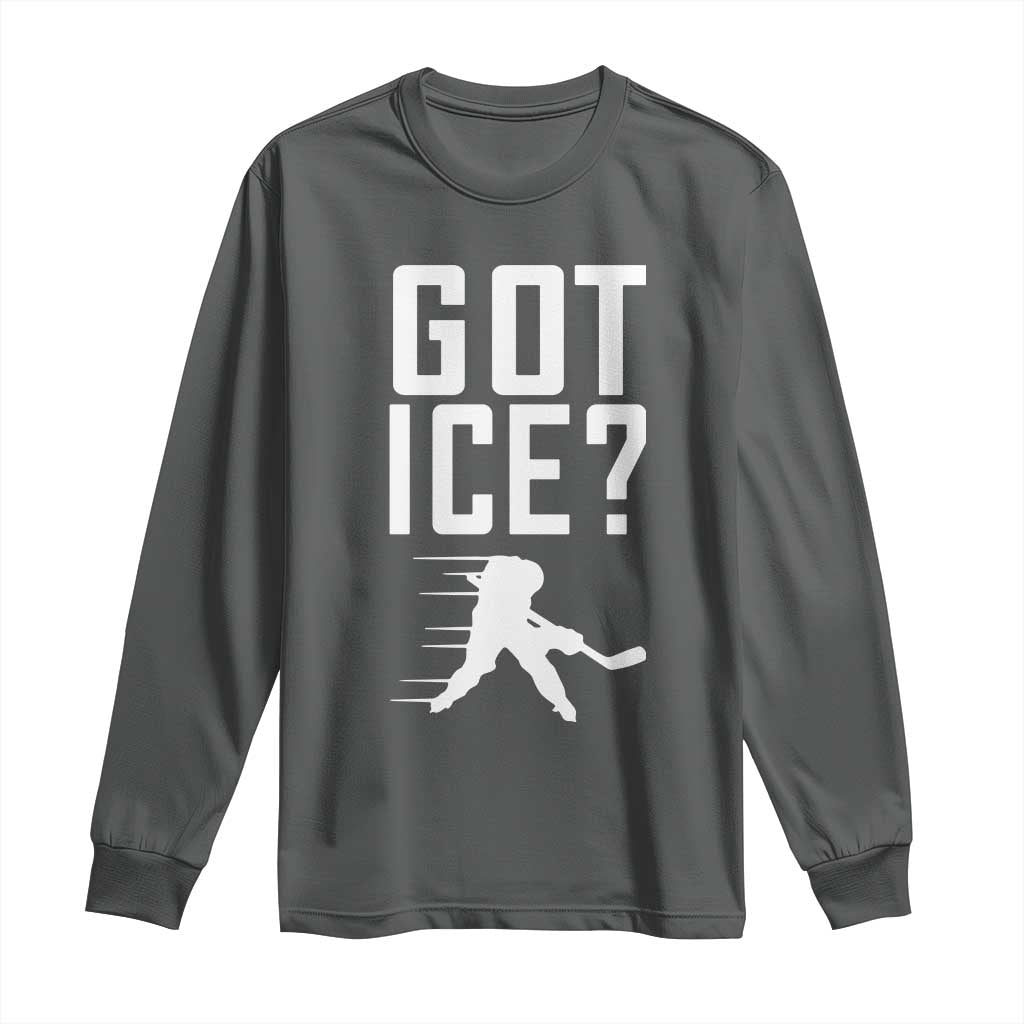 Got Ice Long Sleeve Shirt Funny Youth Ice Hockey Gift TS12 Dark Heather Print Your Wear