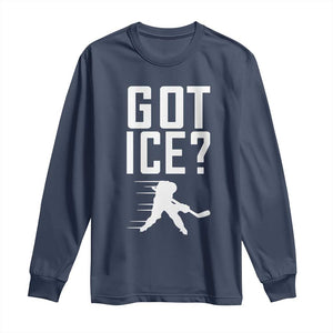 Got Ice Long Sleeve Shirt Funny Youth Ice Hockey Gift TS12 Navy Print Your Wear