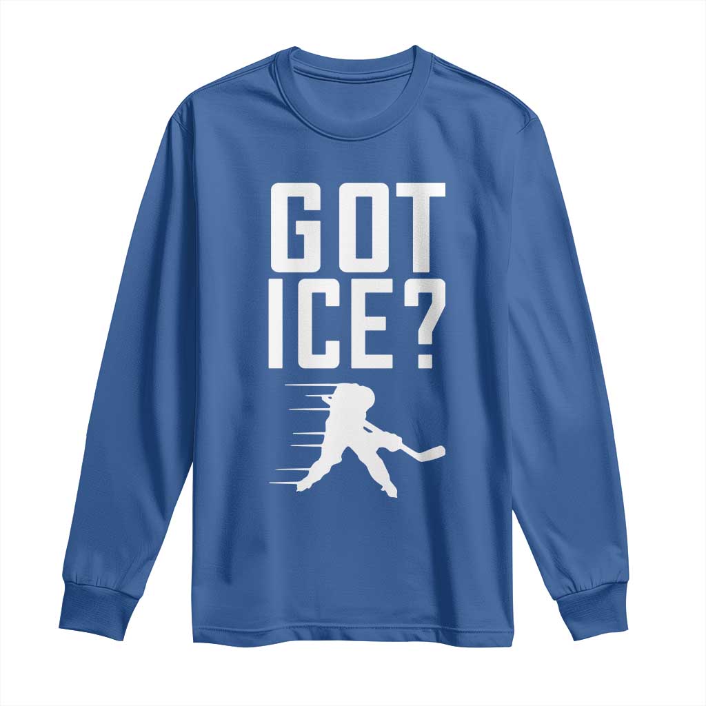 Got Ice Long Sleeve Shirt Funny Youth Ice Hockey Gift TS12 Royal Blue Print Your Wear
