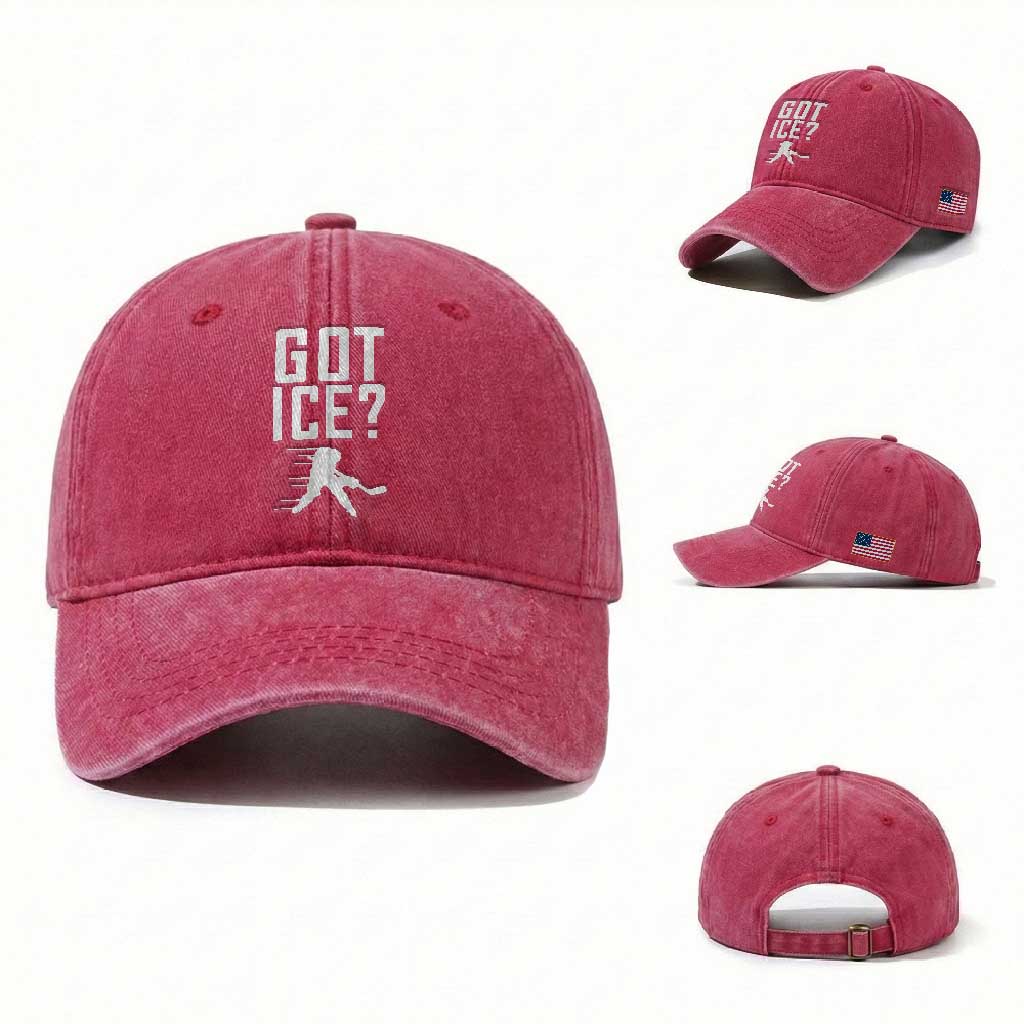 Got Ice Washed Cotton Baseball Cap Funny Youth Ice Hockey Gift TS12 Washed Cap Universal Fit Red Print Your Wear