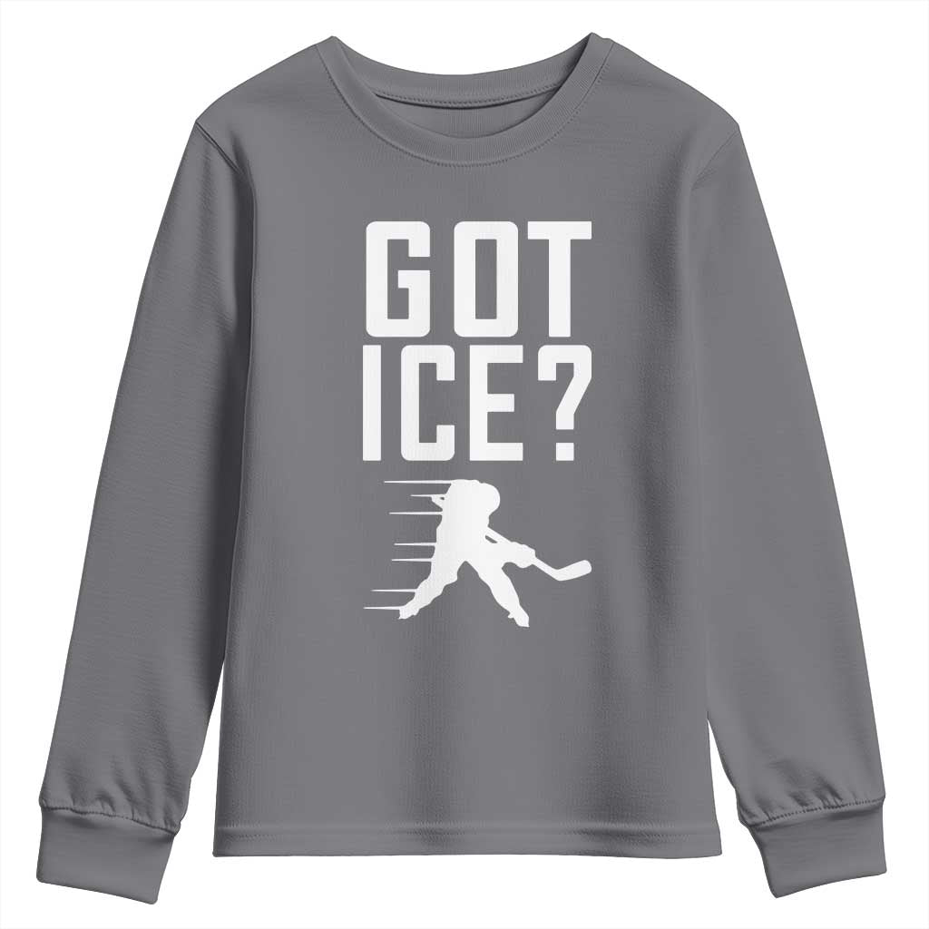 Got Ice Youth Sweatshirt Funny Youth Ice Hockey Gift TS12 Charcoal Print Your Wear
