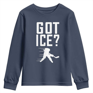 Got Ice Youth Sweatshirt Funny Youth Ice Hockey Gift TS12 Navy Print Your Wear