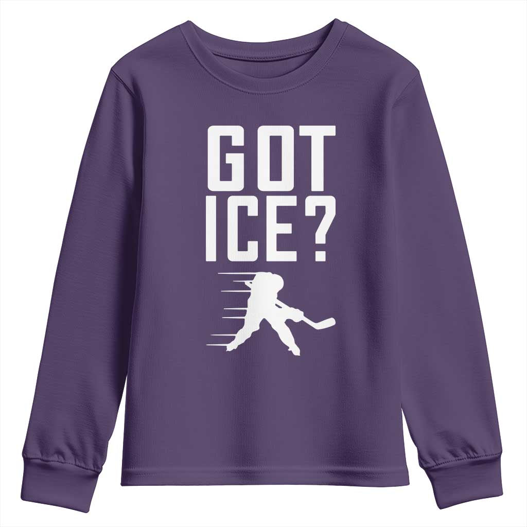 Got Ice Youth Sweatshirt Funny Youth Ice Hockey Gift TS12 Purple Print Your Wear