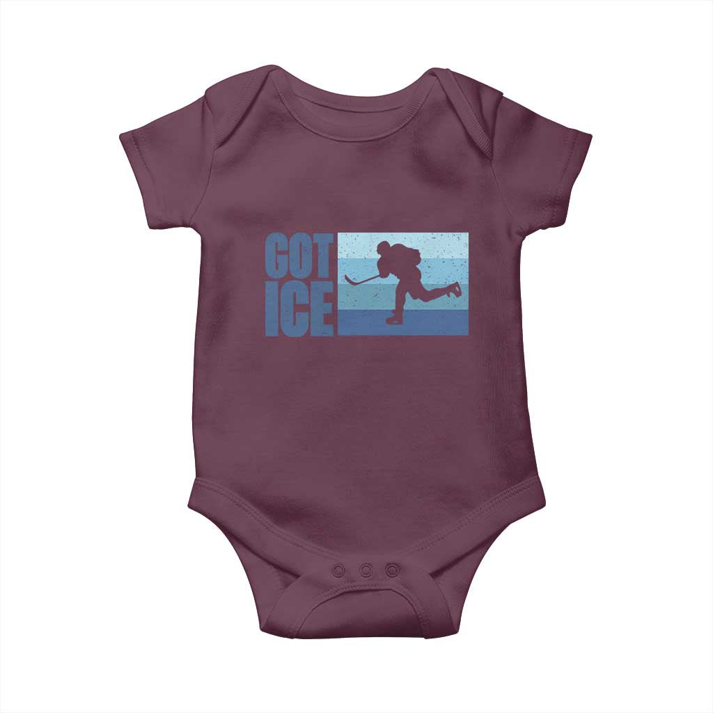 Got Ice Baby Onesie Ocean Blue Retro Ice Hockey Sport Lover Gift TS12 Maroon Print Your Wear
