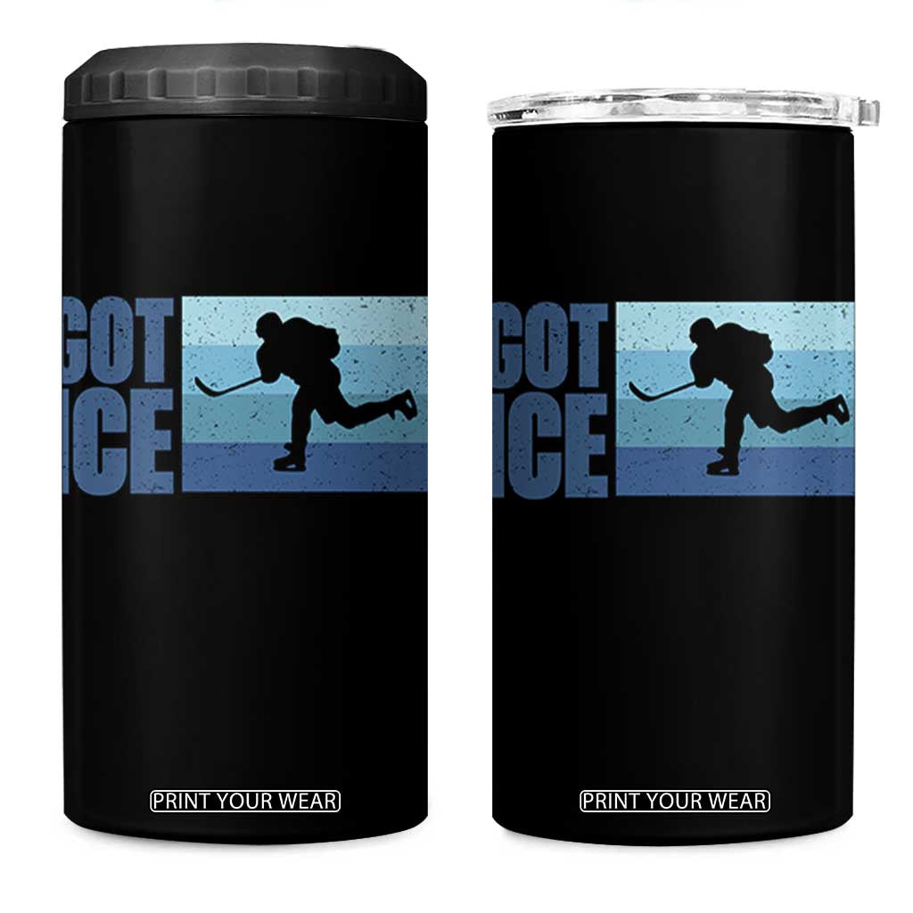Got Ice 4 in 1 Can Cooler Tumbler Ocean Blue Retro Ice Hockey Sport Lover Gift TS12 One Size: 16 oz Black Print Your Wear