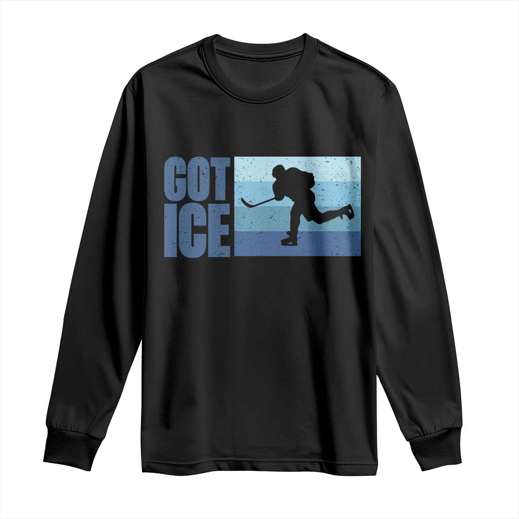 Got Ice Long Sleeve Shirt Ocean Blue Retro Ice Hockey Sport Lover Gift TS12 Black Print Your Wear