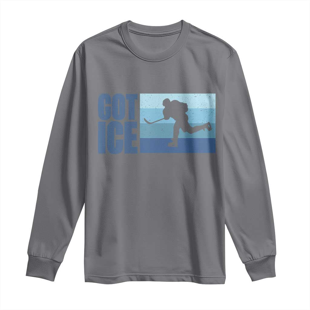 Got Ice Long Sleeve Shirt Ocean Blue Retro Ice Hockey Sport Lover Gift TS12 Charcoal Print Your Wear