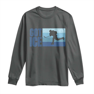 Got Ice Long Sleeve Shirt Ocean Blue Retro Ice Hockey Sport Lover Gift TS12 Dark Heather Print Your Wear