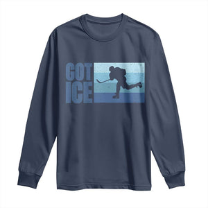 Got Ice Long Sleeve Shirt Ocean Blue Retro Ice Hockey Sport Lover Gift TS12 Navy Print Your Wear