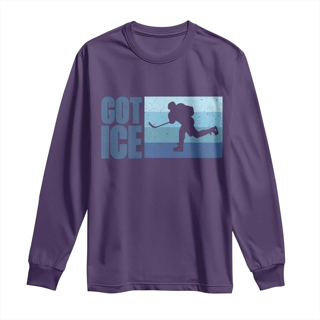 Got Ice Long Sleeve Shirt Ocean Blue Retro Ice Hockey Sport Lover Gift TS12 Purple Print Your Wear