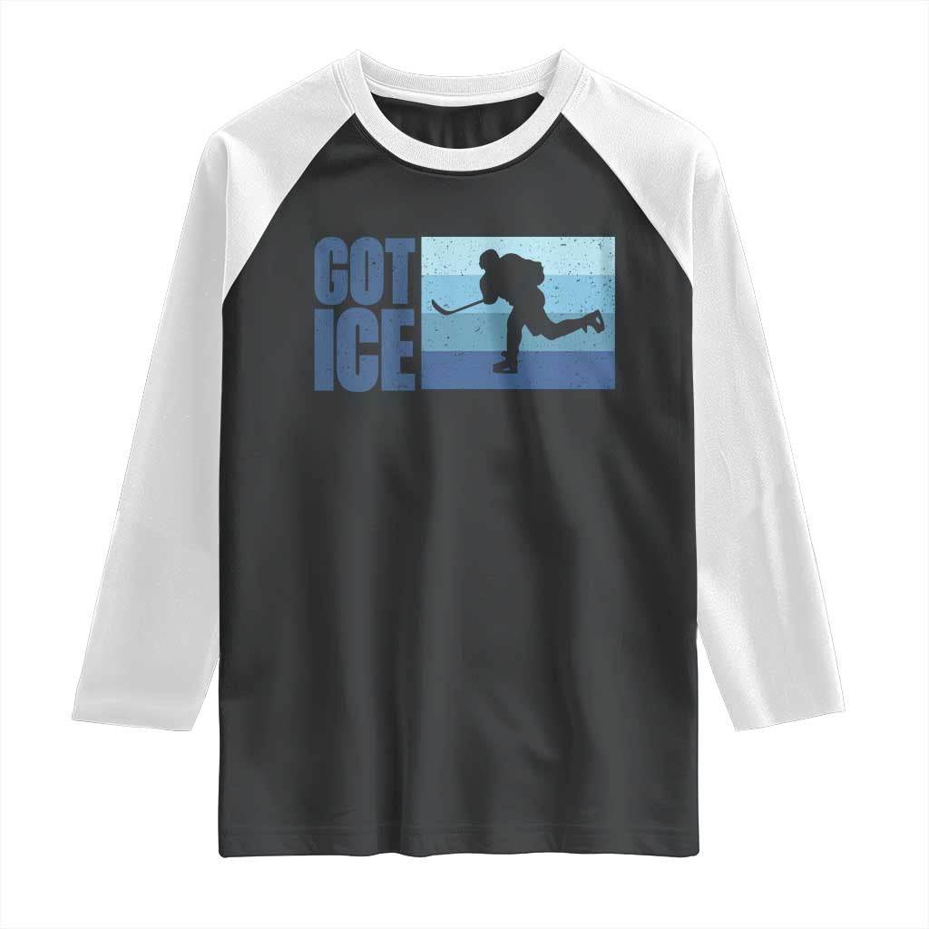 Got Ice Raglan Shirt Ocean Blue Retro Ice Hockey Sport Lover Gift TS12 Black White Print Your Wear