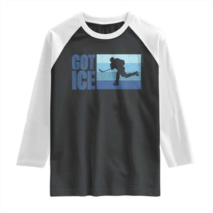 Got Ice Raglan Shirt Ocean Blue Retro Ice Hockey Sport Lover Gift TS12 Black White Print Your Wear