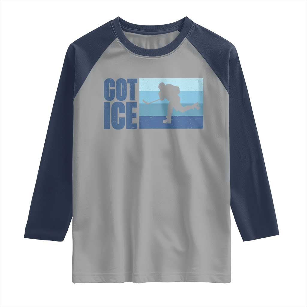 Got Ice Raglan Shirt Ocean Blue Retro Ice Hockey Sport Lover Gift TS12 Sport Gray Navy Print Your Wear