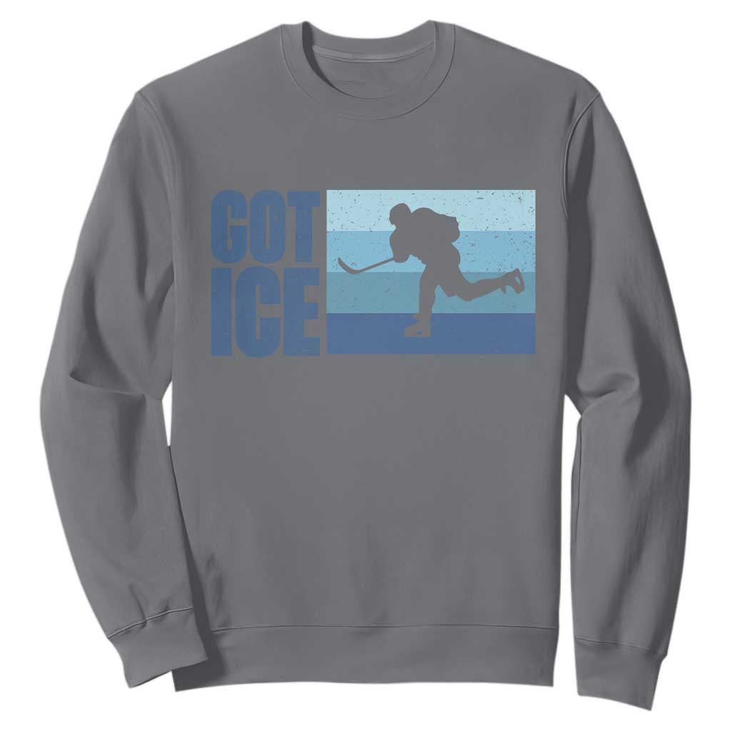 Got Ice Sweatshirt Ocean Blue Retro Ice Hockey Sport Lover Gift TS12 Charcoal Print Your Wear