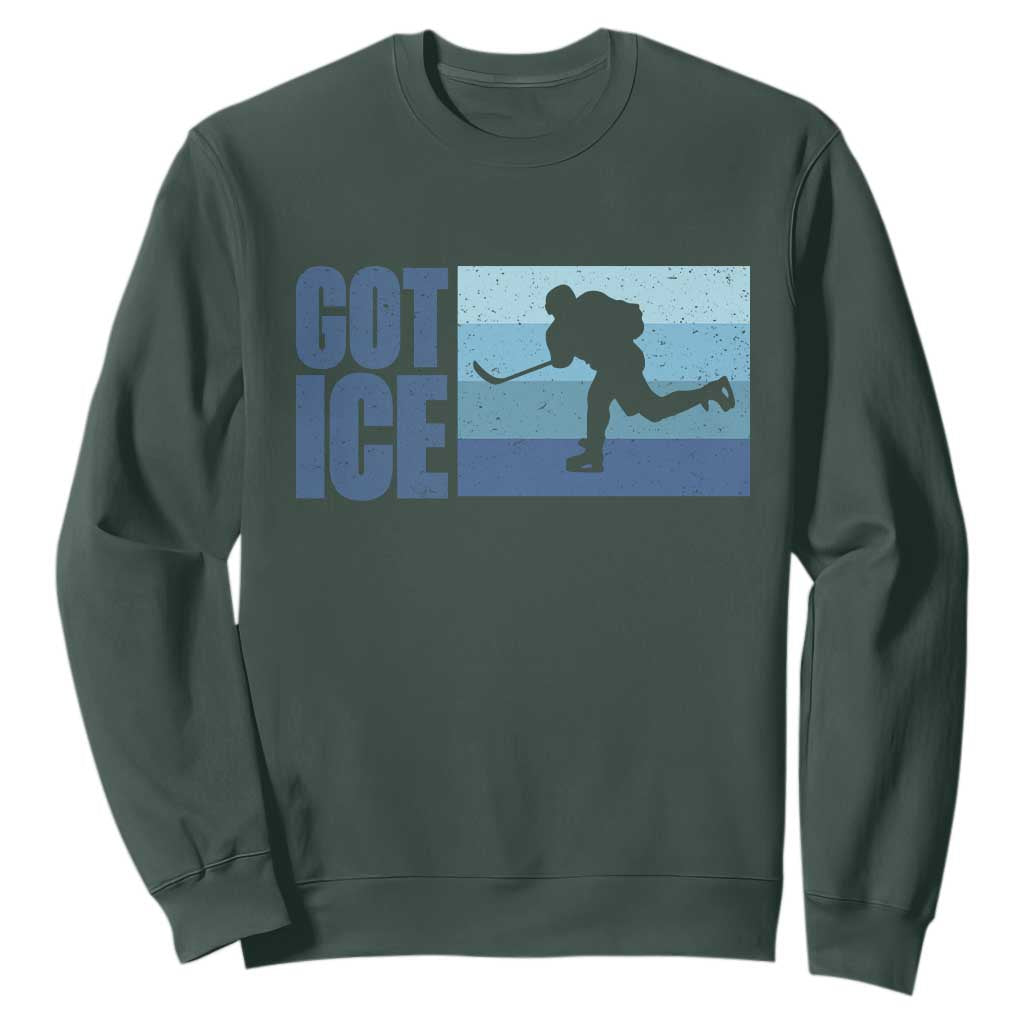 Got Ice Sweatshirt Ocean Blue Retro Ice Hockey Sport Lover Gift TS12 Dark Forest Green Print Your Wear