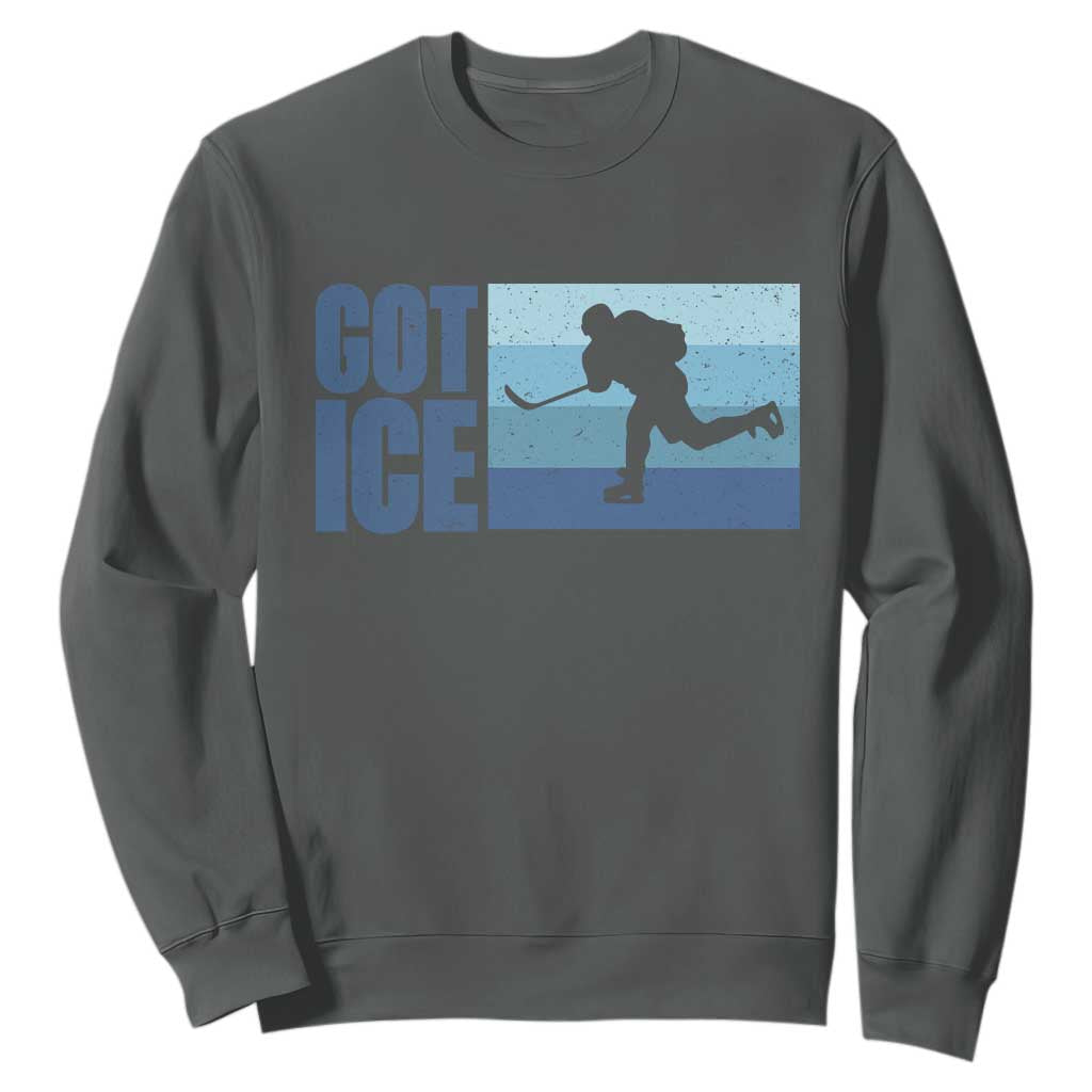 Got Ice Sweatshirt Ocean Blue Retro Ice Hockey Sport Lover Gift TS12 Dark Heather Print Your Wear