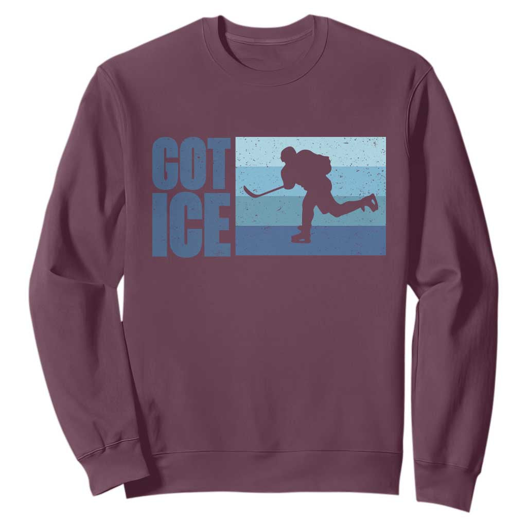 Got Ice Sweatshirt Ocean Blue Retro Ice Hockey Sport Lover Gift TS12 Maroon Print Your Wear