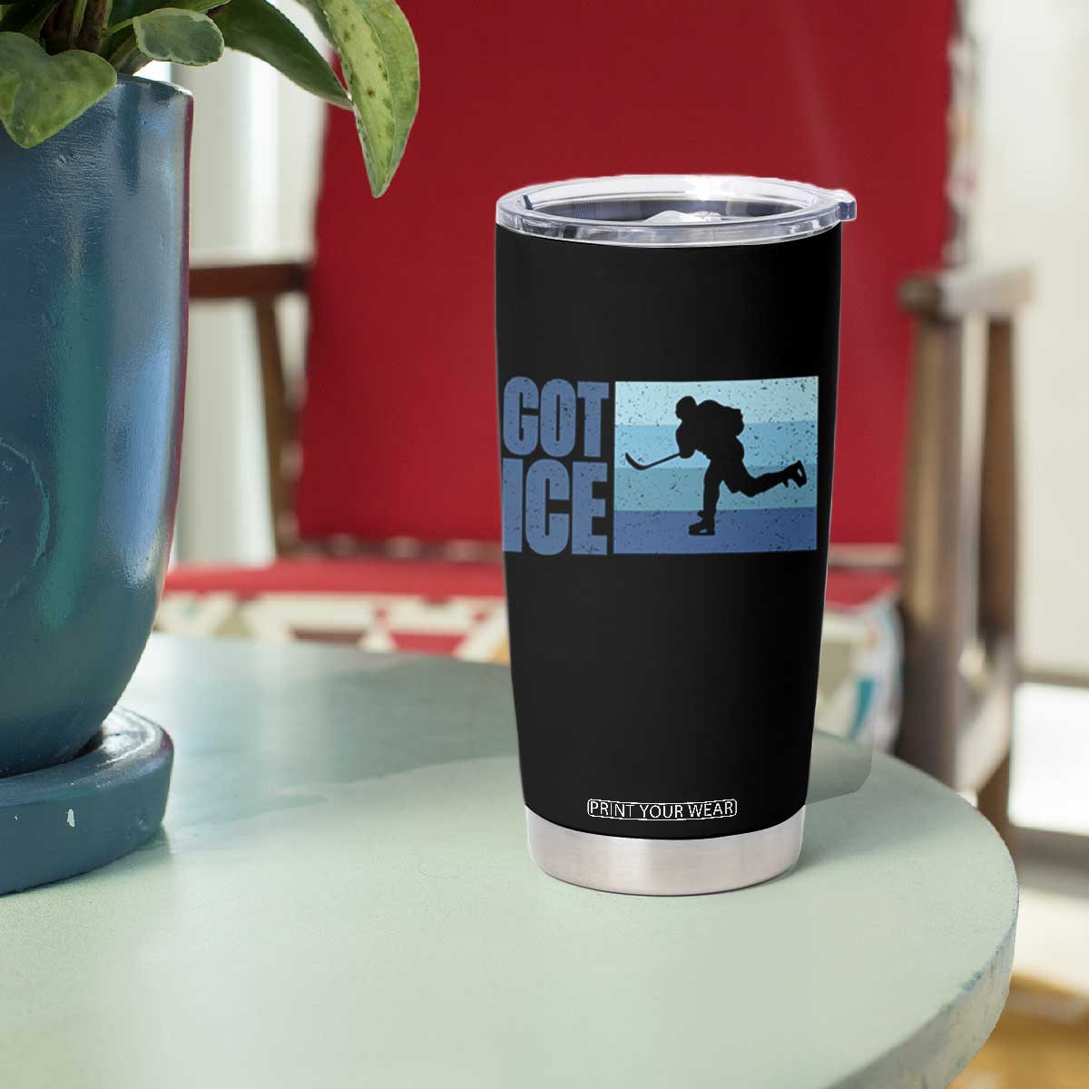 Got Ice Tumbler Cup Ocean Blue Retro Ice Hockey Sport Lover Gift TS12 Print Your Wear