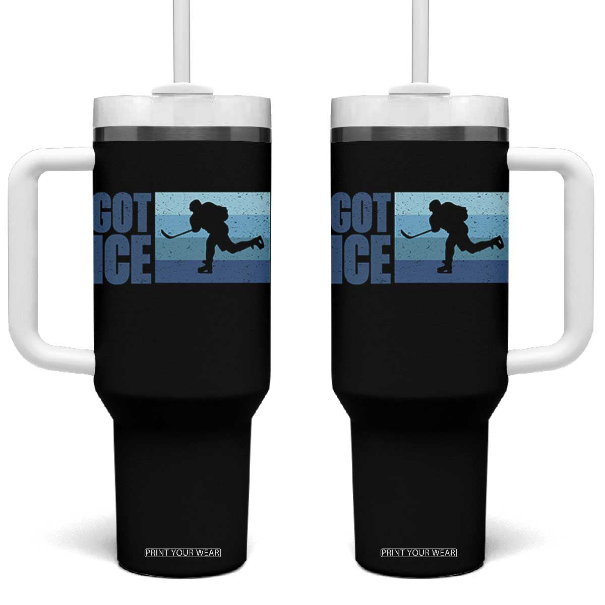 Got Ice Tumbler With Handle Ocean Blue Retro Ice Hockey Sport Lover Gift TS12 One Size: 40 oz Black Print Your Wear