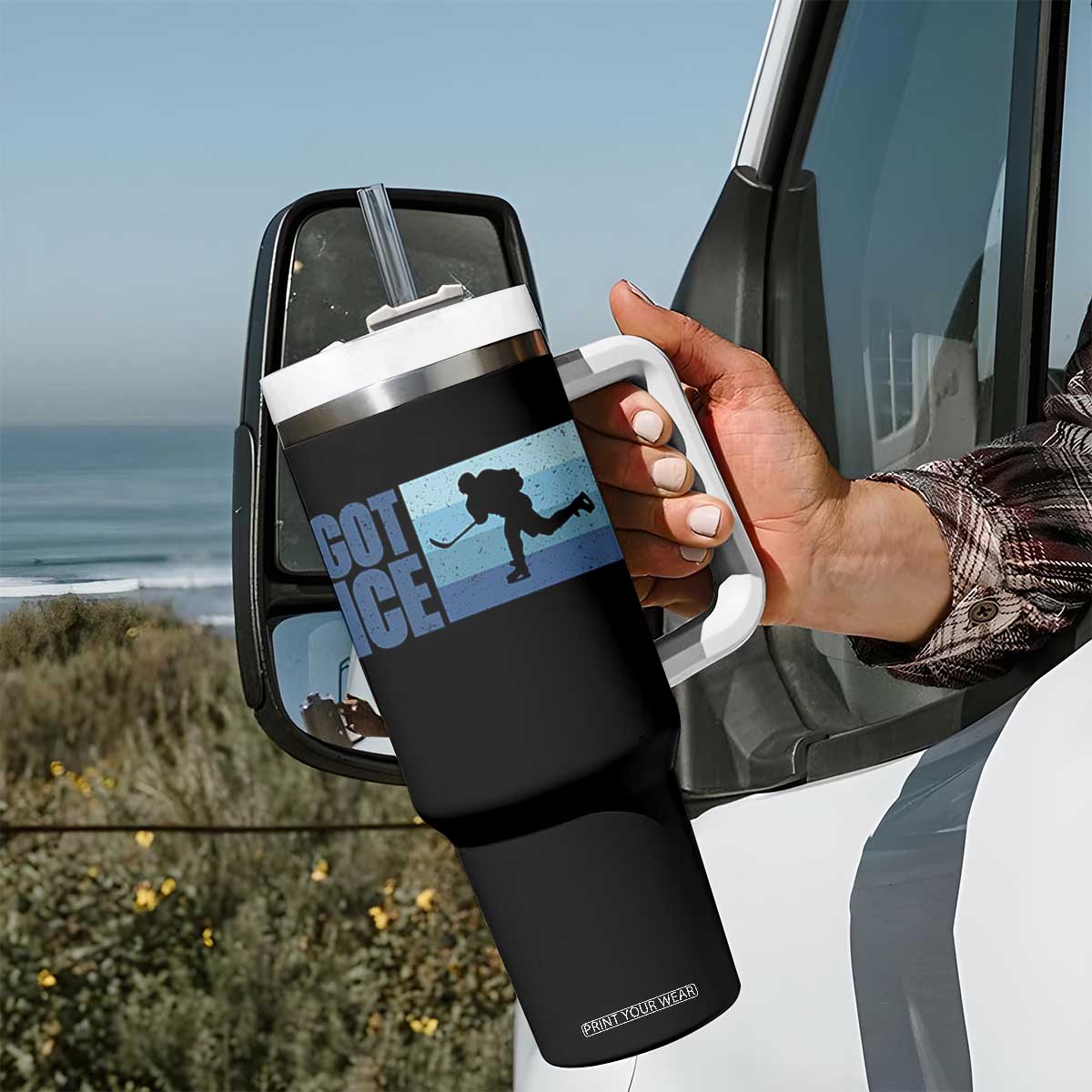 Got Ice Tumbler With Handle Ocean Blue Retro Ice Hockey Sport Lover Gift TS12 Print Your Wear