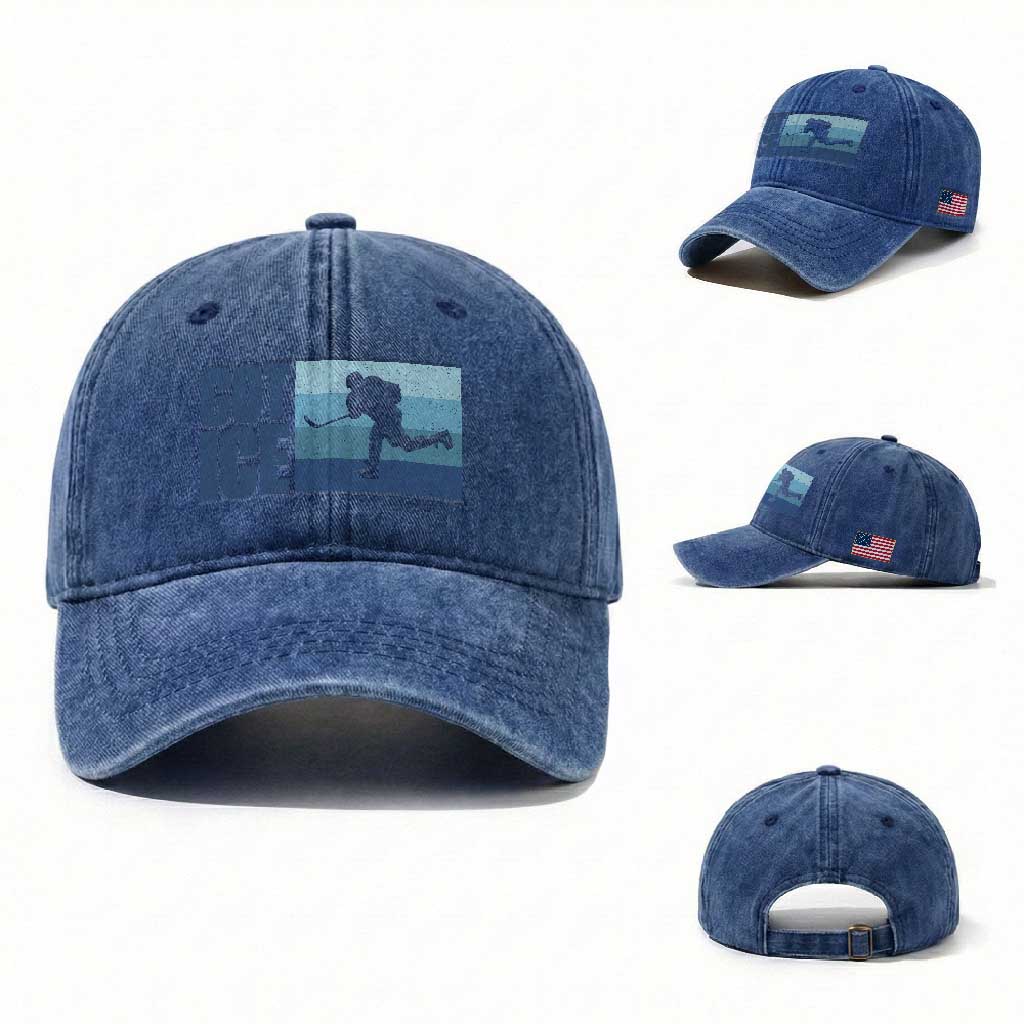 Got Ice Washed Cotton Baseball Cap Ocean Blue Retro Ice Hockey Sport Lover Gift TS12 Washed Cap Universal Fit Royal Blue Print Your Wear