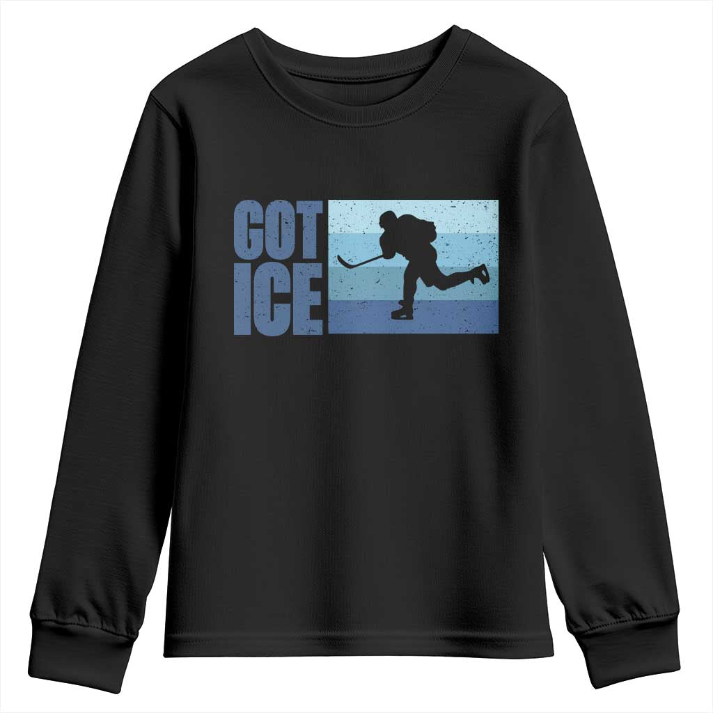 Got Ice Youth Sweatshirt Ocean Blue Retro Ice Hockey Sport Lover Gift TS12 Black Print Your Wear