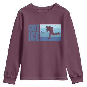Got Ice Youth Sweatshirt Ocean Blue Retro Ice Hockey Sport Lover Gift TS12 Maroon Print Your Wear