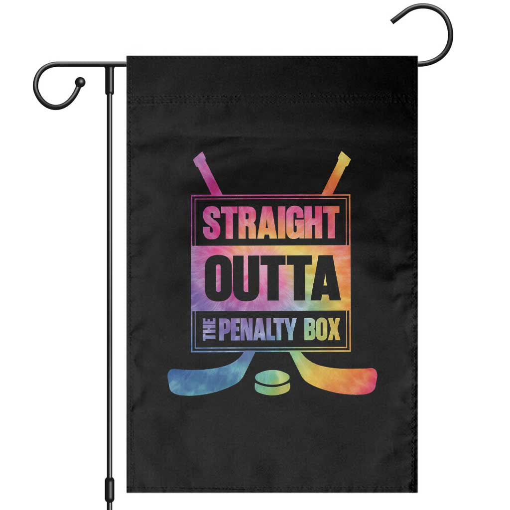 Straight Outta The Penalty Box Garden Flag Tie Dye Effect Hockey Player Gift TS12 Black Print Your Wear