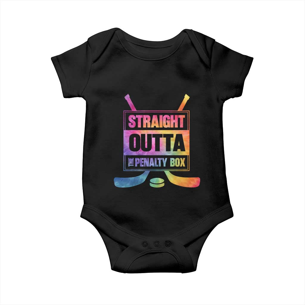 Straight Outta The Penalty Box Baby Onesie Tie Dye Effect Hockey Player Gift TS12 Black Print Your Wear