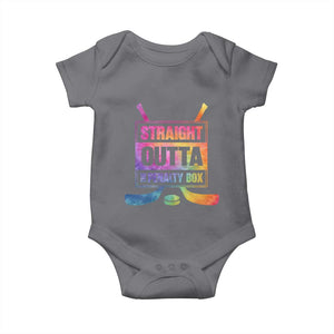 Straight Outta The Penalty Box Baby Onesie Tie Dye Effect Hockey Player Gift TS12 Charcoal Print Your Wear