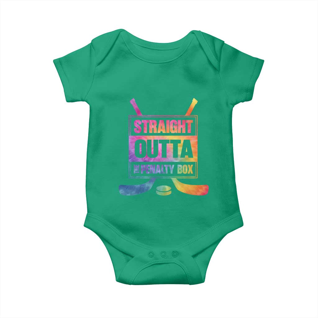Straight Outta The Penalty Box Baby Onesie Tie Dye Effect Hockey Player Gift TS12 Irish Green Print Your Wear