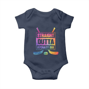 Straight Outta The Penalty Box Baby Onesie Tie Dye Effect Hockey Player Gift TS12 Navy Print Your Wear