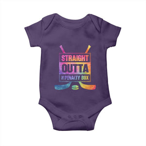 Straight Outta The Penalty Box Baby Onesie Tie Dye Effect Hockey Player Gift TS12 Purple Print Your Wear