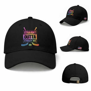 Straight Outta The Penalty Box Baseball Cap Tie Dye Effect Hockey Player Gift TS12 Baseball Cap Universal Fit Black Print Your Wear
