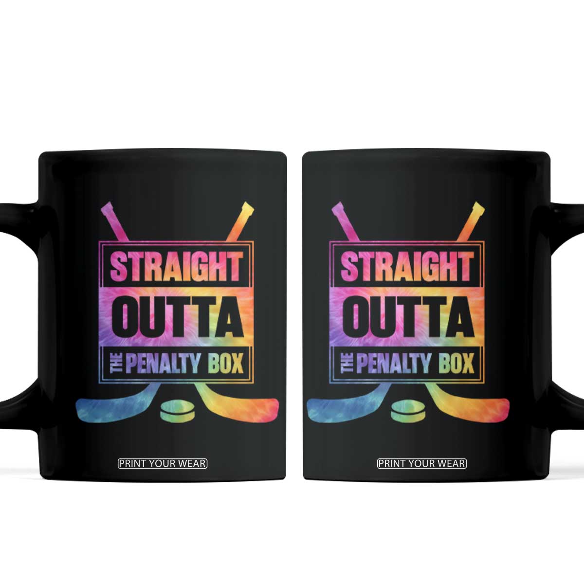 Straight Outta The Penalty Box Coffee Mug Tie Dye Effect Hockey Player Gift TS12 Black Print Your Wear