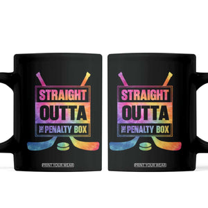 Straight Outta The Penalty Box Coffee Mug Tie Dye Effect Hockey Player Gift TS12 Black Print Your Wear
