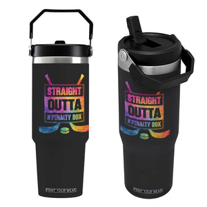 Straight Outta The Penalty Box Flip Straw Tumbler Tie Dye Effect Hockey Player Gift TS12 One Size: 30 oz Black Print Your Wear