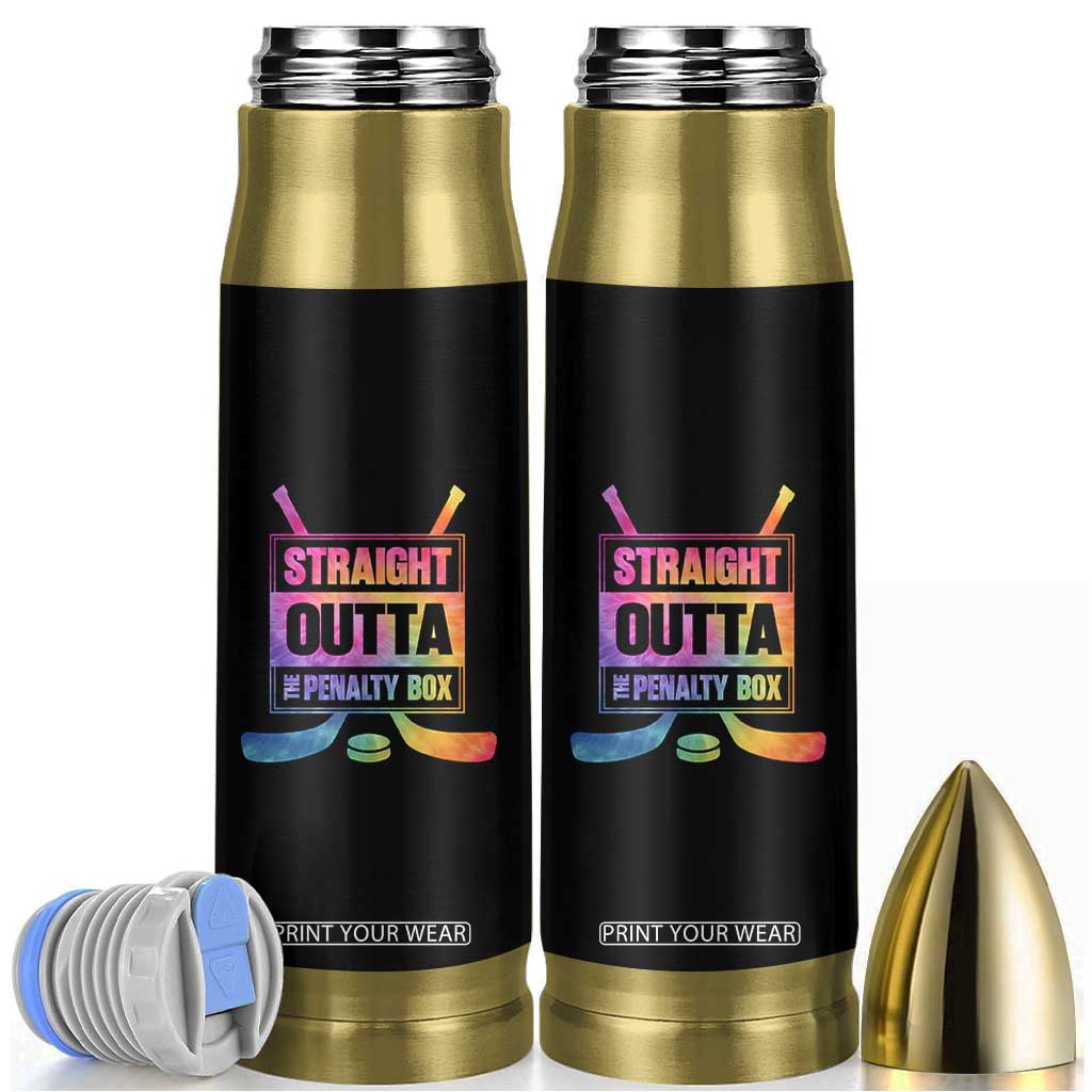 Straight Outta The Penalty Box Bullet Tumbler Tie Dye Effect Hockey Player Gift TS12 Black Print Your Wear