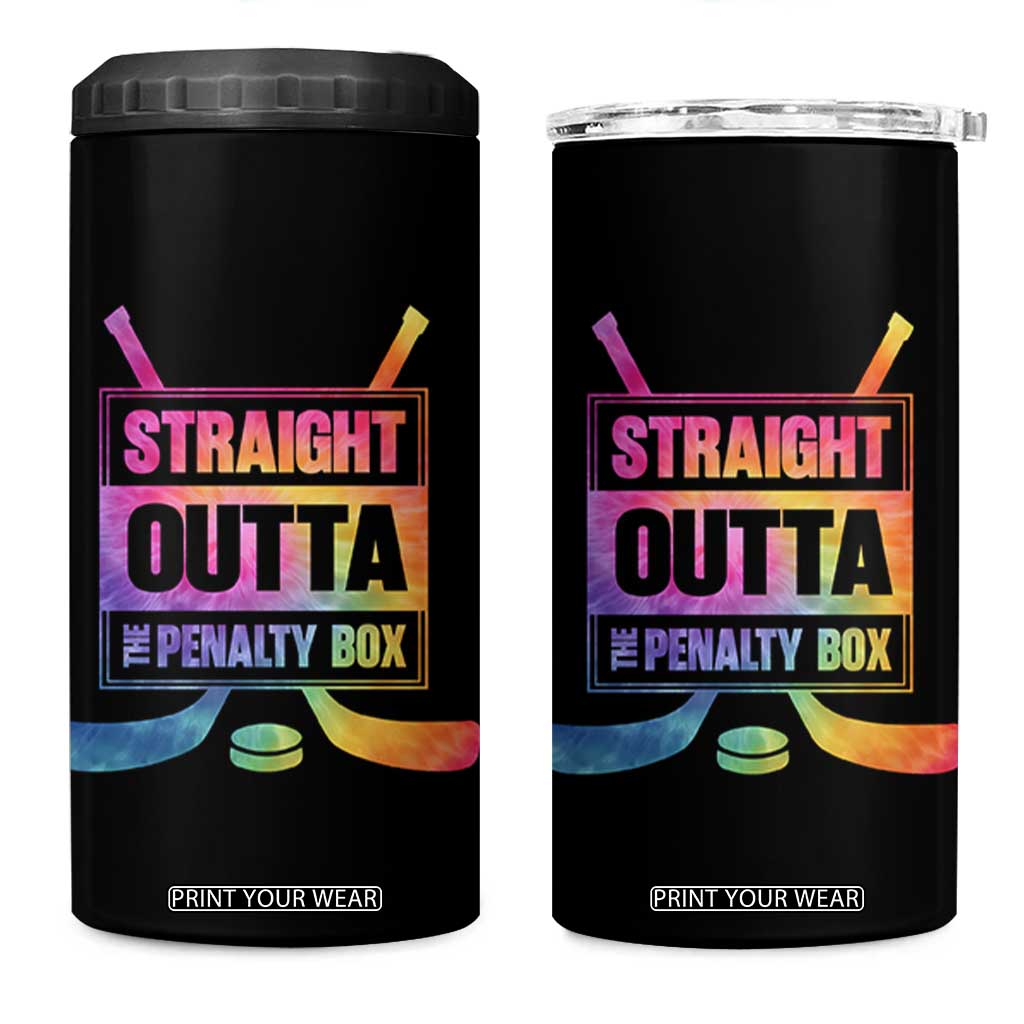 Straight Outta The Penalty Box 4 in 1 Can Cooler Tumbler Tie Dye Effect Hockey Player Gift TS12 One Size: 16 oz Black Print Your Wear