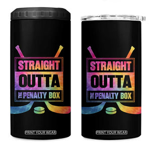 Straight Outta The Penalty Box 4 in 1 Can Cooler Tumbler Tie Dye Effect Hockey Player Gift TS12 One Size: 16 oz Black Print Your Wear