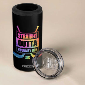 Straight Outta The Penalty Box 4 in 1 Can Cooler Tumbler Tie Dye Effect Hockey Player Gift TS12 Print Your Wear