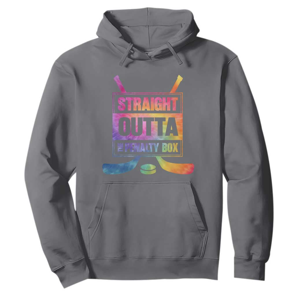 Straight Outta The Penalty Box Hoodie Tie Dye Effect Hockey Player Gift TS12 Charcoal Print Your Wear