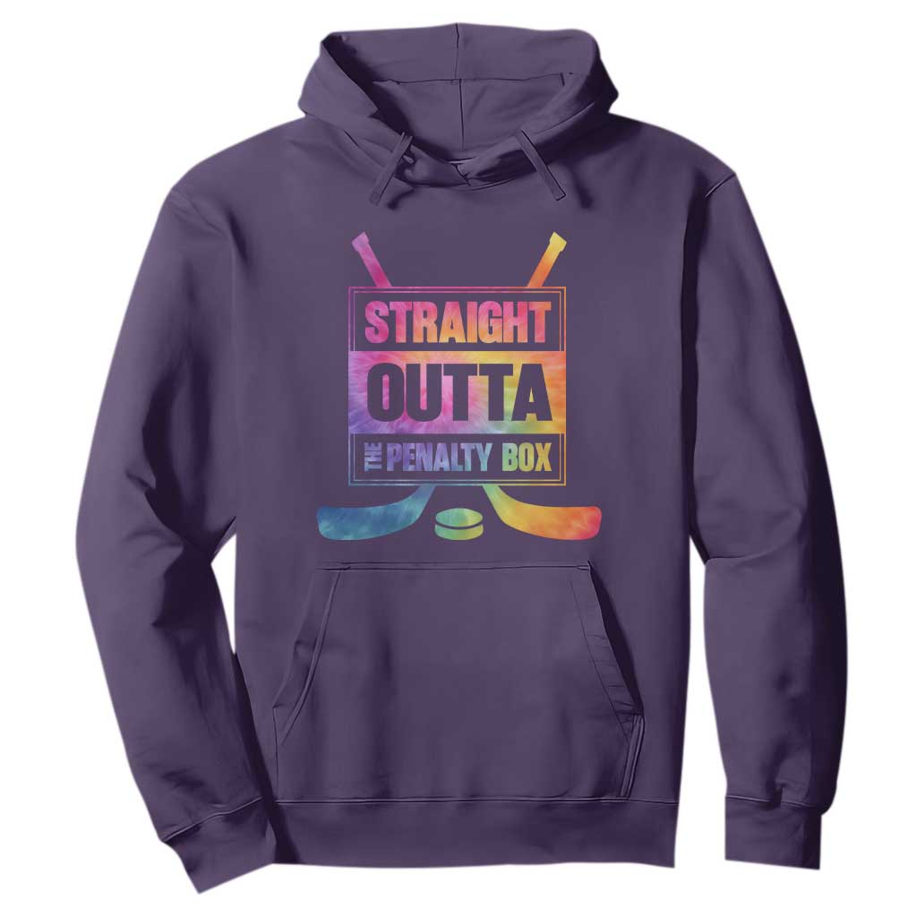 Straight Outta The Penalty Box Hoodie Tie Dye Effect Hockey Player Gift TS12 Purple Print Your Wear